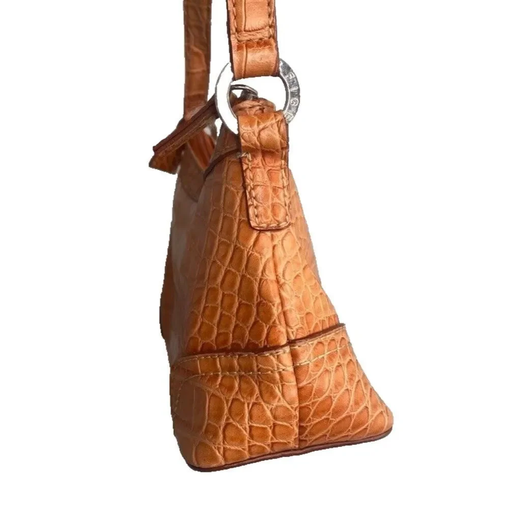 Tommy Hilfiger Faux Vegan Alligator Leather Orange Purse Bag Zipper Close Small